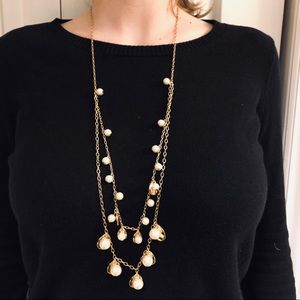 J. Crew Double Strand Pearl Teardrop Necklace